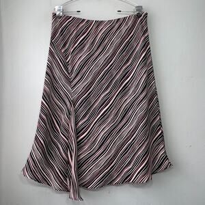 Worthington Woman Plus Size 16W Pink Diagonal Striped Y2K Skirt Asymmetrical